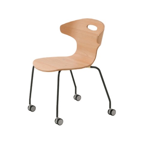 イナバ ミーティングチェア・多目的チェア 完成日 組立不要 アールエス300 キャスター脚 プライウッド(木目) 本体カラー:ナチュラル RS-300WC B19660C5