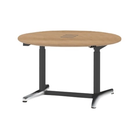 イトーキ ミーティングテーブル 完成日 組立不要 トイロ テーブル(円型) 昇降スイッチタイプ 配線カバー付 脚ベースカラー:アルミミラー JZT-12CWA1APX