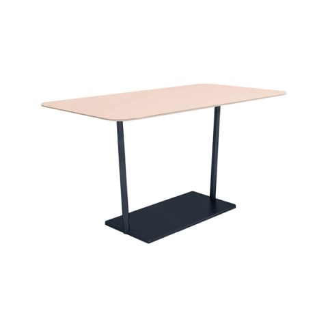 コクヨ ミーティングテーブル 完成日 組立不要 リージョン T字脚 角形 ミドルハイテーブル リノリウム天板 脚カラー:ブラック LT-RG189MHE6AF85