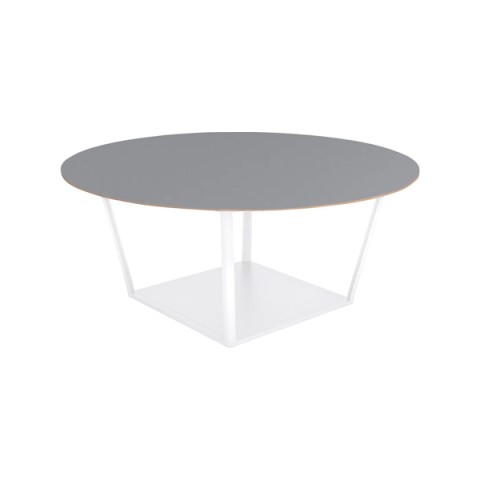 コクヨ ミーティングテーブル 完成日 組立不要 リージョン ボックス脚 円形 ミドルテーブル リノリウム天板 脚カラー:ホワイト LT-RGC18MSAAF32