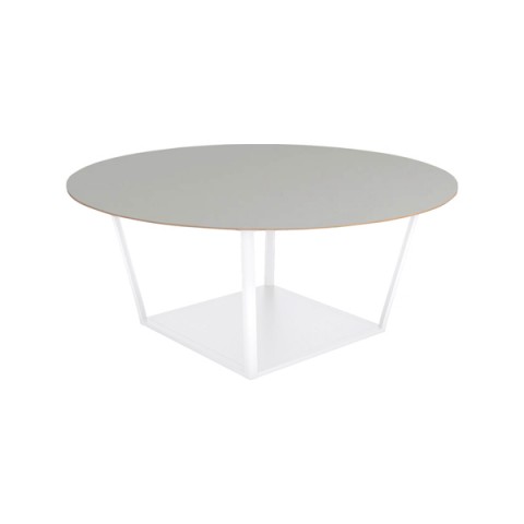 コクヨ ミーティングテーブル 完成日 組立不要 リージョン ボックス脚 円形 ミドルテーブル リノリウム天板 脚カラー:ホワイト LT-RGC18MSAAF75