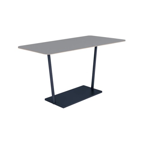 コクヨ ミーティングテーブル 完成日 組立不要 リージョン T字脚 台形 ミドルハイテーブル リノリウム天板 脚カラー:ブラック LT-RGD189MHE6AF32