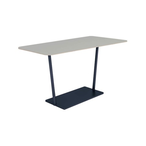 コクヨ ミーティングテーブル 完成日 組立不要 リージョン T字脚 台形 ミドルハイテーブル リノリウム天板 脚カラー:ブラック LT-RGD189MHE6AF75