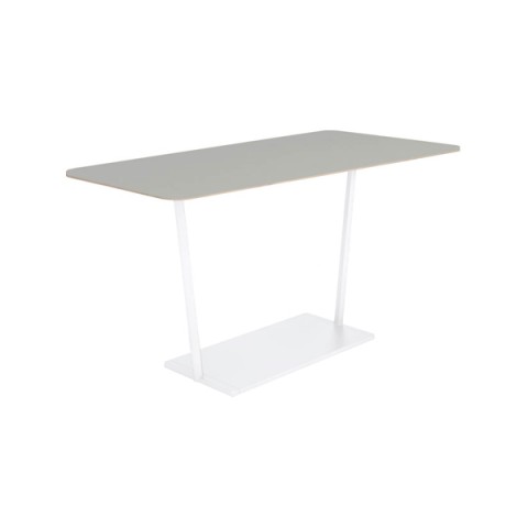 コクヨ ミーティングテーブル 完成日 組立不要 リージョン T字脚 台形 ミドルハイテーブル リノリウム天板 脚カラー:ホワイト LT-RGD189MHSAAF75