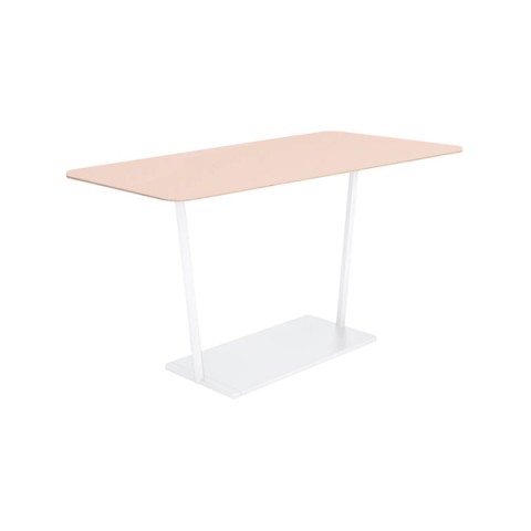 コクヨ ミーティングテーブル 完成日 組立不要 リージョン T字脚 台形 ミドルハイテーブル リノリウム天板 脚カラー:ホワイト LT-RGD189MHSAAF85