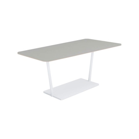 コクヨ ミーティングテーブル 完成日 組立不要 リージョン T字脚 台形 ミドルテーブル リノリウム天板 脚カラー:ホワイト LT-RGD189MSAAF75