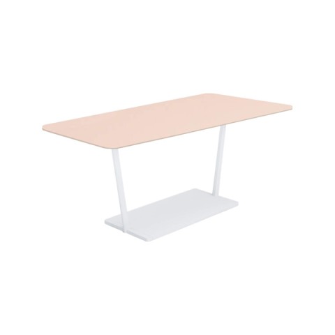 コクヨ ミーティングテーブル 完成日 組立不要 リージョン T字脚 台形 ミドルテーブル リノリウム天板 脚カラー:ホワイト LT-RGD189MSAAF85