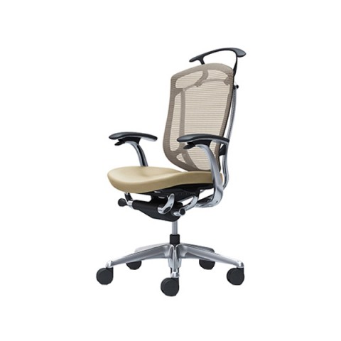 オカムラ オフィスチェア 完成日 組立不要 コンテッサセコンダ ハイバック 5本脚 革 デザインアーム ブラックボディ ランバー無 ハンガー付 ナイロンキャスター CC44BR-FPT7