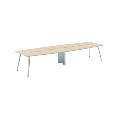 オカムラ ミーティングテーブル 完成日 組立不要 プリシード 舟形天板タイプ 脚カバー:天板同色 ボックス配線 天板マークレスメラミン ポリッシュ脚 3CA6EF-MBD1