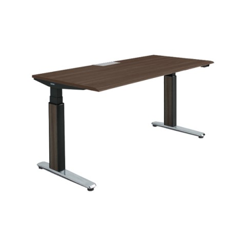 オカムラ オフィスデスク 完成日 組立不要 プリシード 上下昇降デスク ストレートタイプ レバータイプ/インジケーター無 スムースフォルムエッジ ポリッシュ脚 マークレス天板(指紋が付きにくい) 3H20CD-MCC3