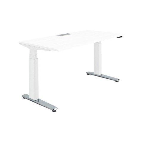 オカムラ オフィスデスク 完成日 組立不要 プリシード 上下昇降デスク ストレートタイプ レバータイプ/インジケーター無 スムースフォルムエッジ ポリッシュ脚 3H20CE-MY3A