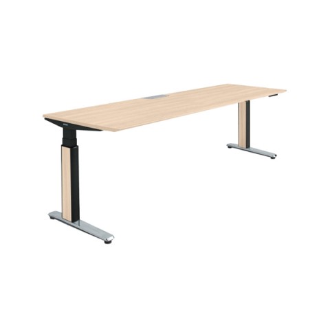 オカムラ オフィスデスク 完成日 組立不要 プリシード 上下昇降デスク ストレートタイプ アプリ無 ボタンタイプ/インジケーター有 スラントエッジ ポリッシュ脚 3H20FA-MCC7