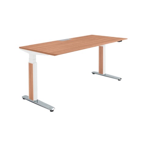 オカムラ オフィスデスク 完成日 組立不要 プリシード 上下昇降デスク ストレートタイプ レバータイプ/インジケーター無 スラントエッジ ポリッシュ脚 3H20HC-MCA8