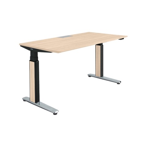 オカムラ オフィスデスク 完成日 組立不要 プリシード 上下昇降デスク ストレートタイプ レバータイプ/インジケーター無 スラントエッジ ポリッシュ脚 3H20HE-MCC7