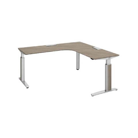 オカムラ オフィスデスク 完成日 組立不要 プリシード 上下昇降デスク L型天板タイプ ボタンタイプ/インジケーター有 アプリ無 スラントエッジ ポリッシュ脚 マークレス天板(指紋が付きにくい) 3H20MB-MCC2