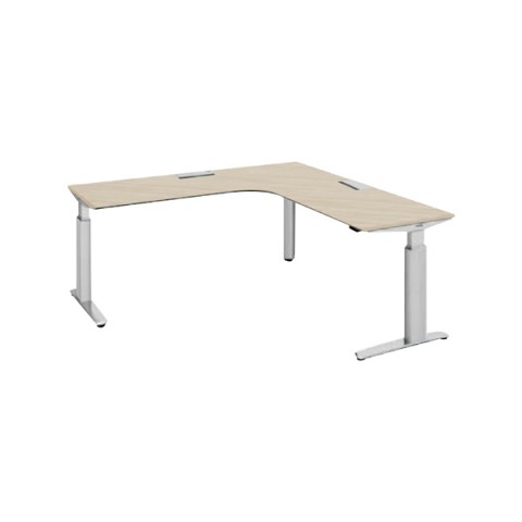 オカムラ オフィスデスク 完成日 組立不要 プリシード 上下昇降デスク L型天板タイプ レバータイプ/インジケーター無 スラントエッジ ポリッシュ脚 マークレス天板(指紋が付きにくい) 3H20MC-MP7A