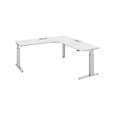 オカムラ オフィスデスク 完成日 組立不要 プリシード 上下昇降デスク L型天板タイプ レバータイプ/インジケーター無 スラントエッジ ポリッシュ脚 3H20MC-MY1A