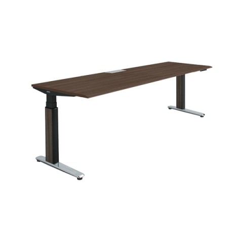 オカムラ オフィスデスク 完成日 組立不要 プリシード 上下昇降デスク ストレートタイプ アプリ有 ボタンタイプ/インジケーター有 スムースフォルムエッジ ポリッシュ脚 マークレス天板(指紋が付きにくい) 3H20BF-MCC3