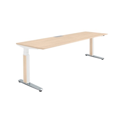 オカムラ オフィスデスク 完成日 組立不要 プリシード 上下昇降デスク ストレートタイプ アプリ有 ボタンタイプ/インジケーター有 スラントエッジ ポリッシュ脚 3H20FF-MCA7