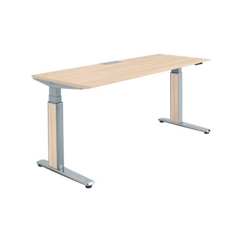 オカムラ オフィスデスク 完成日 組立不要 プリシード 上下昇降デスク ストレートタイプ アプリ有 ボタンタイプ/インジケーター有 スラントエッジ ポリッシュ脚 3H20GH-MCB7