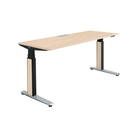 オカムラ オフィスデスク 完成日 組立不要 プリシード 上下昇降デスク ストレートタイプ アプリ有 ボタンタイプ/インジケーター有 スラントエッジ ポリッシュ脚 3H20GH-MCC7