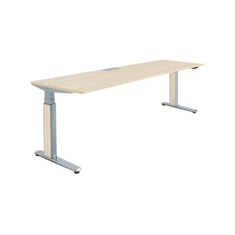 オカムラ オフィスデスク 完成日 組立不要 プリシード 上下昇降デスク ストレートタイプ アプリ有 レバータイプ/インジケーター無 スラントエッジ ポリッシュ脚 マークレス天板(指紋が付きにくい) 3H20HF-MCB1