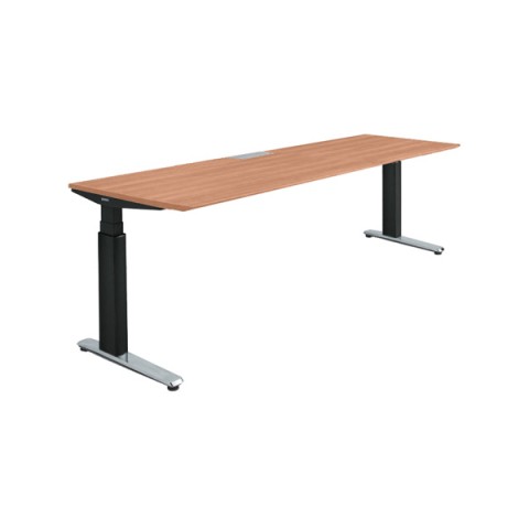 オカムラ オフィスデスク 完成日 組立不要 プリシード 上下昇降デスク ストレートタイプ アプリ有 レバータイプ/インジケーター無 スラントエッジ ポリッシュ脚 3H20HF-MY1C