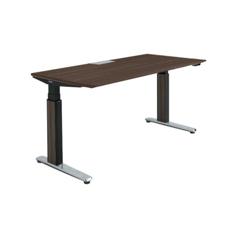 オカムラ オフィスデスク 完成日 組立不要 プリシード 上下昇降デスク ストレートタイプ アプリ有 レバータイプ/インジケーター無 スラントエッジ ポリッシュ脚 マークレス天板(指紋が付きにくい) 3H20HJ-MCC3