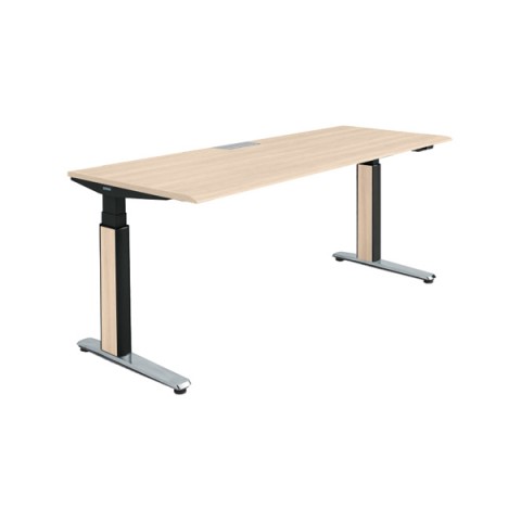 オカムラ オフィスデスク 完成日 組立不要 プリシード 上下昇降デスク ストレートタイプ アプリ有 レバータイプ/インジケーター有 スムースフォルムエッジ ポリッシュ脚 3H20VG-MCC7