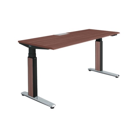 オカムラ オフィスデスク 完成日 組立不要 プリシード 上下昇降デスク ストレートタイプ アプリ有 レバータイプ/インジケーター有 スムースフォルムエッジ ポリッシュ脚 3H20WJ-MCC9