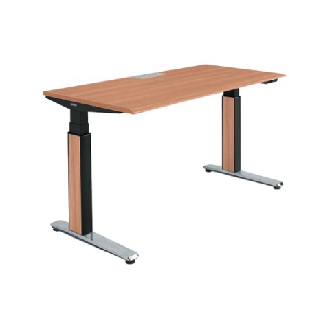 オカムラ オフィスデスク 完成日 組立不要 プリシード 上下昇降デスク ストレートタイプ アプリ有 レバータイプ/インジケーター有 スムースフォルムエッジ ポリッシュ脚 3H20WK-MCC8