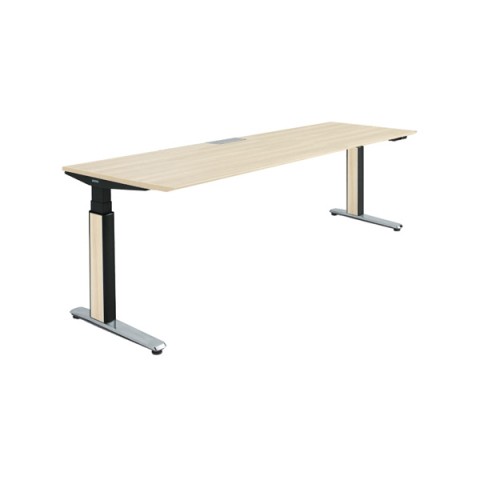 オカムラ オフィスデスク 完成日 組立不要 プリシード 上下昇降デスク ストレートタイプ アプリ有 レバータイプ/インジケーター有 スラントエッジ ポリッシュ脚 マークレス天板(指紋が付きにくい) 3H20XF-MCC1