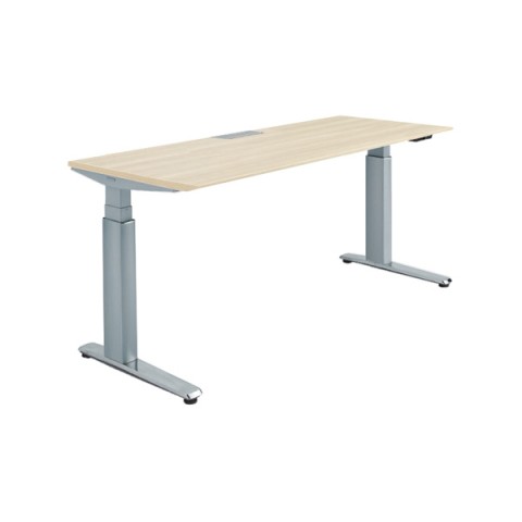 オカムラ オフィスデスク 完成日 組立不要 プリシード 上下昇降デスク ストレートタイプ アプリ有 レバータイプ/インジケーター有 スラントエッジ ポリッシュ脚 マークレス天板(指紋が付きにくい) 3H20YH-MP6A