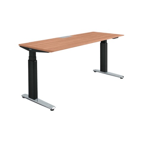 オカムラ オフィスデスク 完成日 組立不要 プリシード 上下昇降デスク ストレートタイプ アプリ有 レバータイプ/インジケーター有 スラントエッジ ポリッシュ脚 3H20YH-MY1C