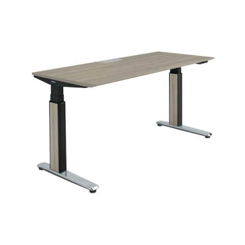 オカムラ オフィスデスク 完成日 組立不要 プリシード 上下昇降デスク ストレートタイプ アプリ有 レバータイプ/インジケーター有 スラントエッジ ポリッシュ脚 マークレス天板(指紋が付きにくい) 3H20YJ-MCC2