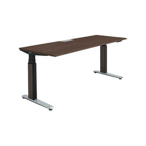 オカムラ オフィスデスク 完成日 組立不要 プリシード 上下昇降デスク ストレートタイプ レバータイプ/インジケーター有 スムースフォルムエッジ ポリッシュ脚 マークレス天板(指紋が付きにくい) 3H20VB-MCC3