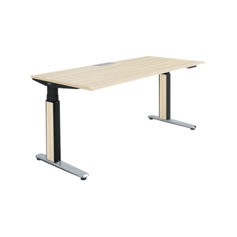 オカムラ オフィスデスク 完成日 組立不要 プリシード 上下昇降デスク ストレートタイプ レバータイプ/インジケーター有 スムースフォルムエッジ ポリッシュ脚 マークレス天板(指紋が付きにくい) 3H20VC-MCC1