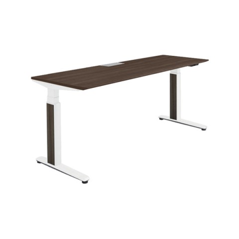 オカムラ オフィスデスク 完成日 組立不要 プリシード 上下昇降デスク ストレートタイプ レバータイプ/インジケーター有 スラントエッジ 塗装脚 マークレス天板(指紋が付きにくい) 3H20YB-MCD3