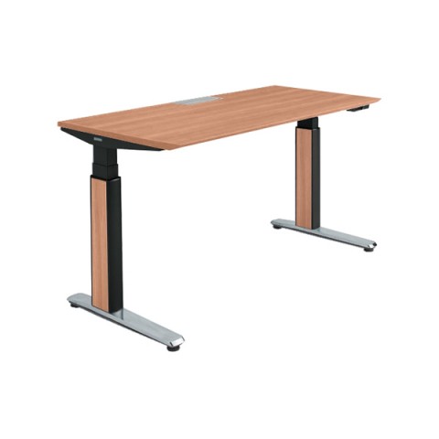 オカムラ オフィスデスク 完成日 組立不要 プリシード 上下昇降デスク ストレートタイプ レバータイプ/インジケーター有 スラントエッジ ポリッシュ脚 3H20YE-MCC8