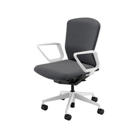 ウチダ オフィスチェア 完成日 組立不要 エルフィ ホワイトフレーム 背樹脂カバータイプ ミドルバック ホワイト脚 ウレタンキャスター リング肘 ELA2-335P-WS 5-355-2302