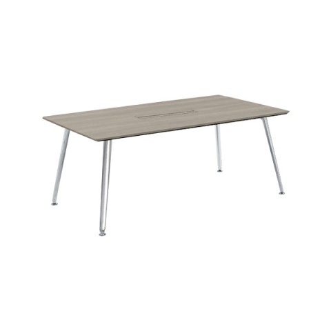 オカムラ ミーティングテーブル 完成日 組立不要 プリシード 矩形天板タイプ 脚カバー:クロムメッキ ボックス配線 天板マークレスメラミン ポリッシュ脚 3CA2AA-MPY2