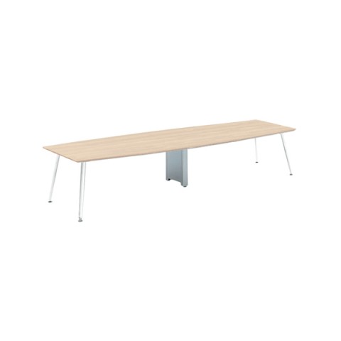 オカムラ ミーティングテーブル 完成日 組立不要 プリシード 舟形天板タイプ 脚カバー:ネオホワイト 配線なし 天板標準メラミン 塗装脚(ネオホワイト) 3CA5EF-MK54