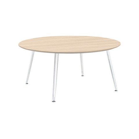 オカムラ ミーティングテーブル 完成日 組立不要 プリシード サークル天板タイプ 脚カバー:ネオホワイト 配線なし 天板標準メラミン 塗装脚(ネオホワイト) 3CA9CA-MK54