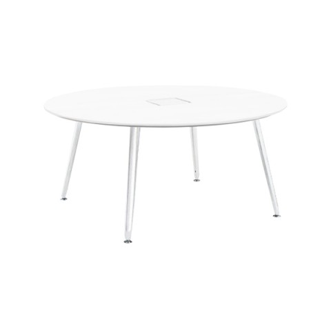 オカムラ ミーティングテーブル 完成日 組立不要 プリシード サークル天板タイプ 脚カバー:ネオホワイト スクエア配線 天板標準メラミン 塗装脚(ネオホワイト) 3CA9EA-MK28