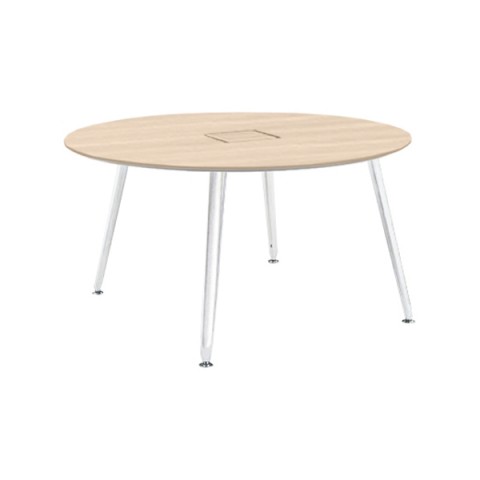 オカムラ ミーティングテーブル 完成日 組立不要 プリシード サークル天板タイプ 脚カバー:ネオホワイト スクエア配線 天板標準メラミン 塗装脚(ネオホワイト) 3CA9EC-MK54