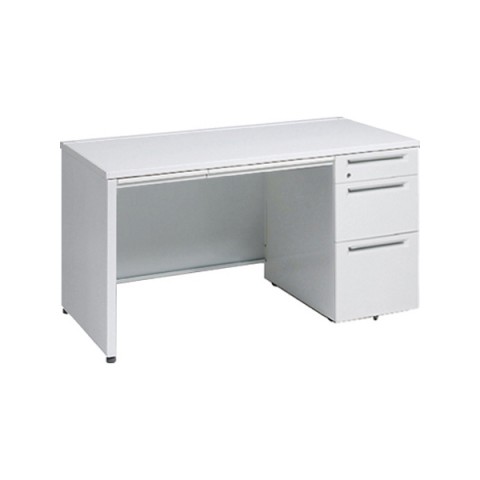 オカムラ オフィスデスク 完成日 組立不要 アドバンス 【中央引出しA3サイズ対応】 片袖机 パネル脚(シリンダー錠)3段袖(小引出し+B5+A4/B4兼用) 中央引き出し付 標準タイプ 右袖 3V1NGJ-MK28