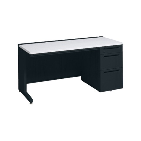 オカムラ オフィスデスク 完成日 組立不要 アドバンス 【中央引出しA3サイズ対応】 片袖机 L脚タイプ(シリンダー錠) 3段袖(小引出し+B5+A4/B4兼用) 中央引き出し付 コンセント対応タイプ 右袖 3V1NNG-MK61