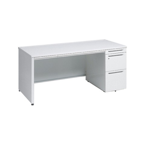 オカムラ オフィスデスク 完成日 組立不要 アドバンス 【中央引出しA3サイズ対応】 片袖机 パネル脚(シリンダー錠)3段袖 中央引き出し付 標準タイプ 右袖 3V1SEE-MK28