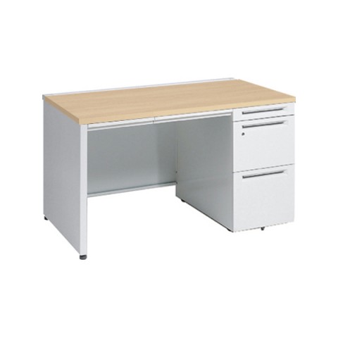 オカムラ オフィスデスク 完成日 組立不要 アドバンス 【中央引出しA3サイズ対応】 片袖机 パネル脚(シリンダー錠)3段袖 中央引き出し付 標準タイプ 右袖 3V1SEL-MK54