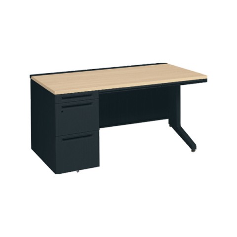 オカムラ オフィスデスク 完成日 組立不要 アドバンス 【中央引出しA3サイズ対応】 片袖机 L脚タイプ(シリンダー錠) 3段袖 中央引き出し付 標準タイプ 左袖 3V1TBF-MK57